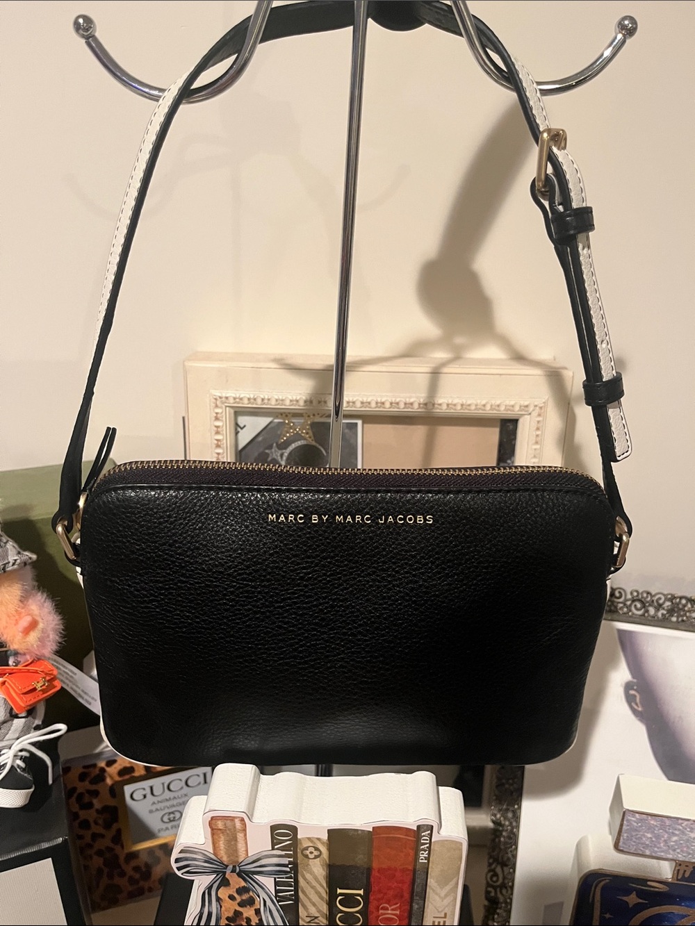 Marc by Marc Jacobs Black and White Leather Crossbody w/ White-Trim Strap NWOT